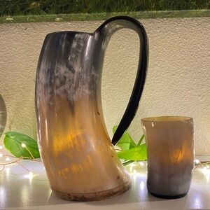 Viking Horn Drinking Beer Mug Shot Cup Glass Handcrafted Tankard Medieval Norse